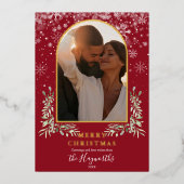 Kerstboog foto Bloemengroen Folie Feestdagenkaart (Voorkant)