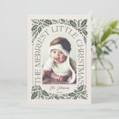 Kerstboog foto met besjes erin feestdagenkaart (Staand voorkant)