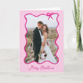 Kerstboog | Golfkader Roze Foto Frame Feestdagen Kaart (Voorkant)