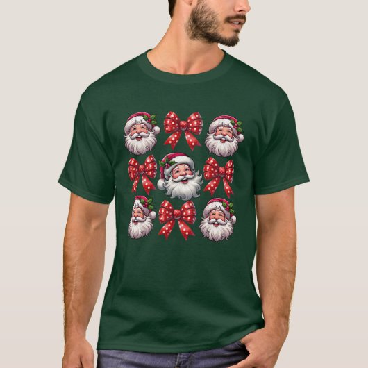 Kerstboog Kerstman Kerstmis Retro meisje T-shirt (Voorkant)