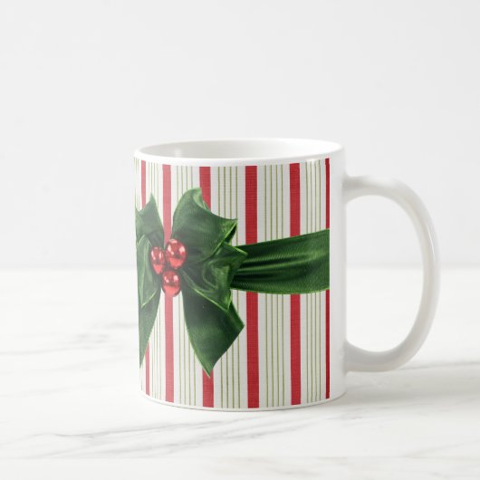 Kerstboog met gestreepte achtergrond koffiemok (Rechts)