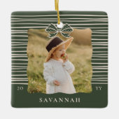 Kerstboog Moderne Strepen Wavy Foto Keepsake Keramisch Ornament (Voorkant)