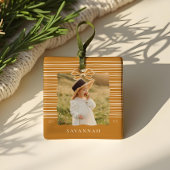 Kerstboog Moderne Strepen Wavy Foto Keepsake Keramisch Ornament