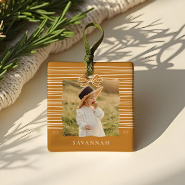 Kerstboog Moderne Strepen Wavy Foto Keepsake Keramisch Ornament