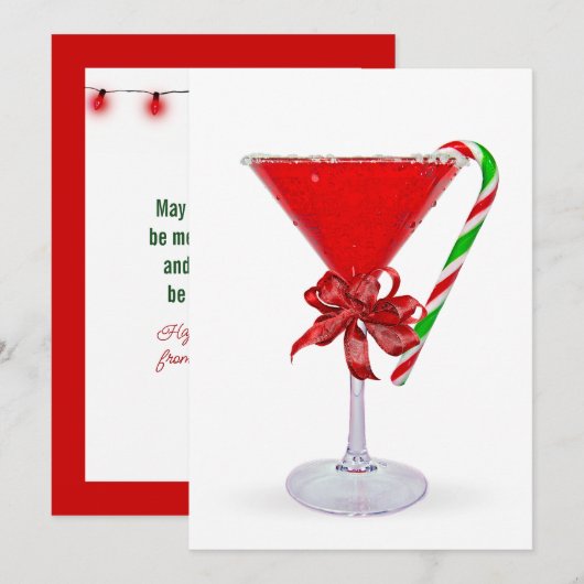 Kerstboog op Martini Cocktail Feestdagenkaart (Voorkant / Achterkant)
