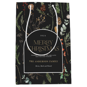 kerstboog waterverf botanische florale insteekfoli medium cadeauzakje