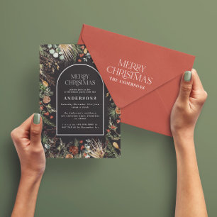 kerstboog waterverf botanische kerstmis Holi Feestdagenkaart