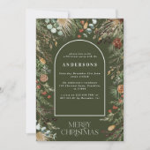 kerstboog waterverf botanische kerstmis Holi Feestdagenkaart (Voorkant)