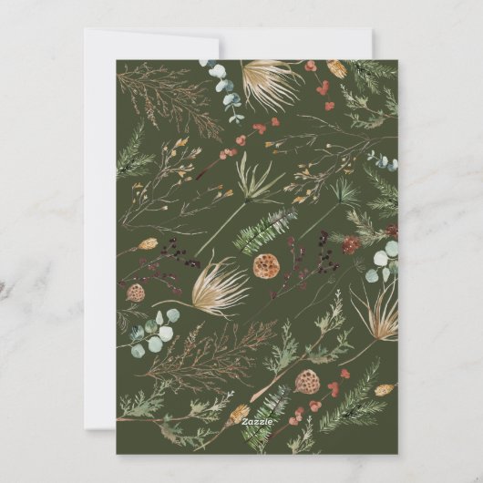 kerstboog waterverf botanische kerstmis Holi Feestdagenkaart (Achterkant)