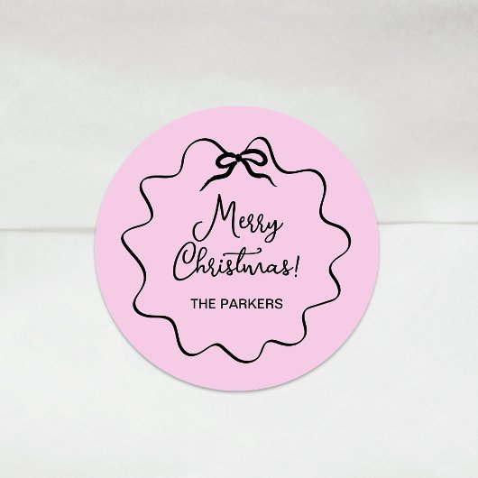 kerstboog | Wavy Blush roze en zwart Ronde Sticker