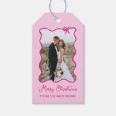 kerstboog | Wavy Pink Photo-Lijst Cadeaulabel (Voorkant)