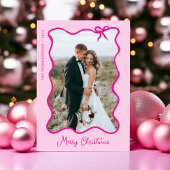 kerstboog | Wavy Pink Photo-Lijst Feestdagenkaart