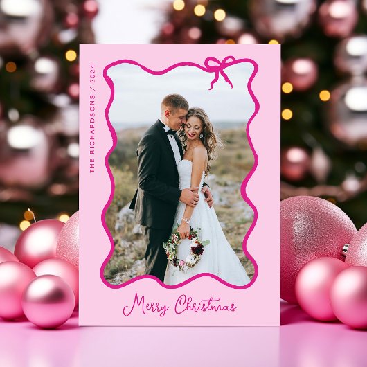 kerstboog | Wavy Pink Photo-Lijst Feestdagenkaart