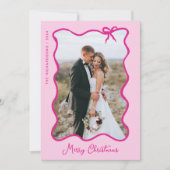 kerstboog | Wavy Pink Photo-Lijst Feestdagenkaart (Voorkant)