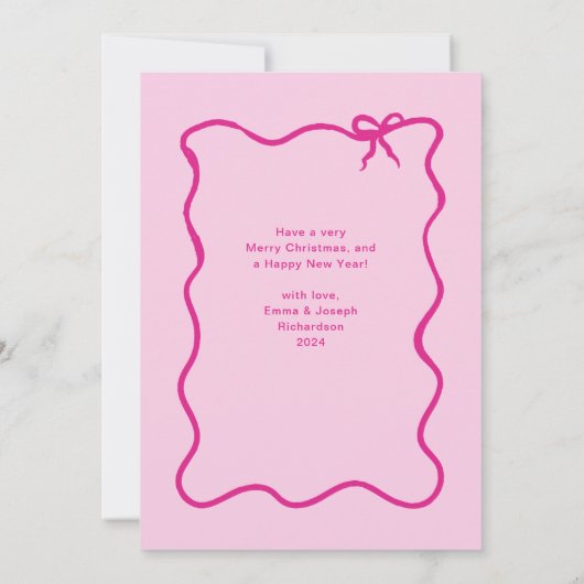 kerstboog | Wavy Pink Photo-Lijst Feestdagenkaart (Achterkant)