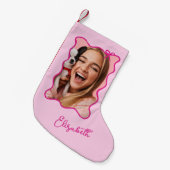 kerstboog | Wavy Pink Photo-Lijst Kleine Kerstsok (Voorkant (Hangend))