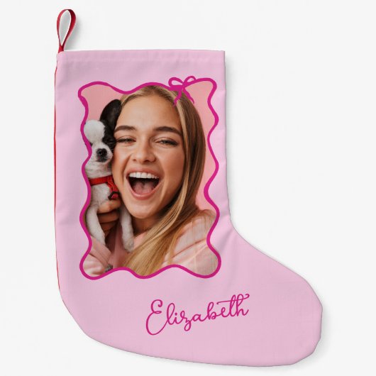 kerstboog | Wavy Pink Photo-Lijst Kleine Kerstsok (Voorkant)