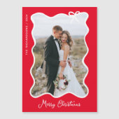 kerstboog | Wavy Red Photo Lijst Magnetische Kaart (Voorkant)