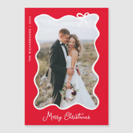 kerstboog | Wavy Red Photo Lijst Magnetische Kaart
