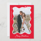kerstboog | Wavy Rood en Wit Foto Lijst Feestdagenkaart (Voorkant)