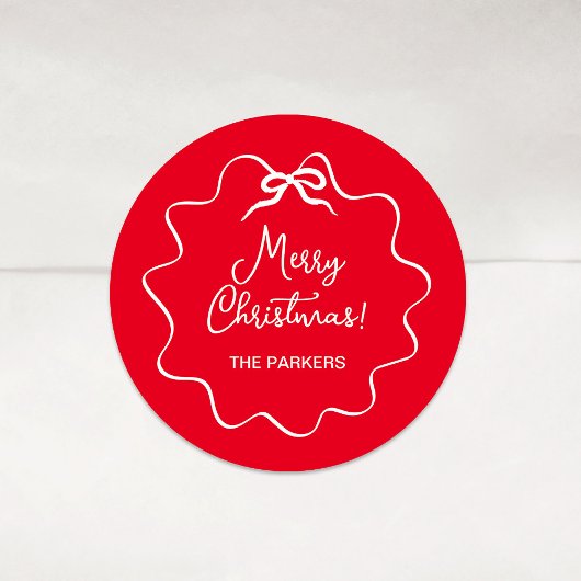 kerstboog | Wavy rood en wit Ronde Sticker