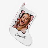 kerstboog | Wavy zwart-wit foto Lijst Kleine Kerstsok (Voorkant (Hangend))