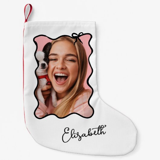 kerstboog | Wavy zwart-wit foto Lijst Kleine Kerstsok (Voorkant)