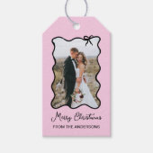 kerstboog | Zwart en Blush Roze Foto Lijst Cadeaulabel (Voorkant)