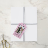 kerstboog | Zwart en Blush Roze Foto Lijst Cadeaulabel (Met Touw)