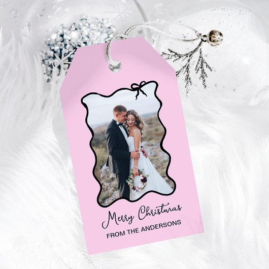 kerstboog | Zwart en Blush Roze Foto Lijst Cadeaulabel