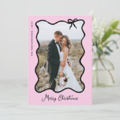 kerstboog | Zwart en Blush Roze Foto Lijst Feestdagenkaart (Staand voorkant)