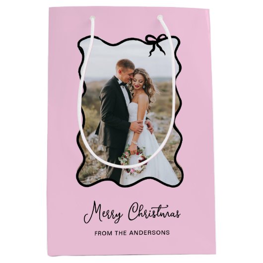 kerstboog | Zwart en Blush Roze Foto Lijst Medium Cadeauzakje (Voorkant)