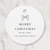 Kerstboog zwart-wit gepersonaliseerde vakantie bedankjes labels (Achterkant)