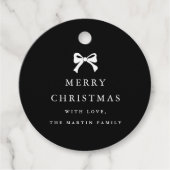 Kerstboog zwart-wit gepersonaliseerde vakantie bedankjes labels (Voorkant)