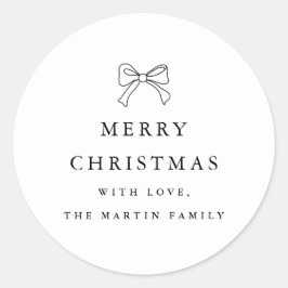 Kerstboog zwart-wit gepersonaliseerde vakantie ronde sticker