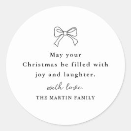 Kerstboog zwart-wit gepersonaliseerde vakantie ronde sticker