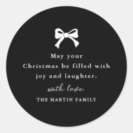 Kerstboog zwart-wit gepersonaliseerde vakantie ronde sticker