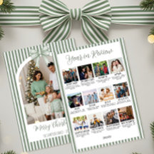 Kerstboogfoto en groene strik Jaaroverzicht