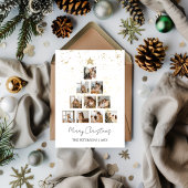 Kerstboom 10 Foto Collage Gold Minimalist Feestdagenkaart