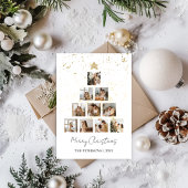 Kerstboom 10 Foto Collage Gold Minimalist Feestdagenkaart