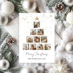 Kerstboom 10 Foto Collage Gold Minimalist Feestdagenkaart<br><div class="desc">Vier de feestdagen in stijl met deze moderne, minimalistische kerstkaart met een prachtig vervaardigde kerstboom die volledig is gemaakt van uw favoriete 10 foto's! Perfect om je dierbare herinneringen van het jaar te laten zien, dit unieke ontwerp combineert persoonlijke momenten met feestelijke elegantie, waardoor een kaart ontstaat die net zo...</div>