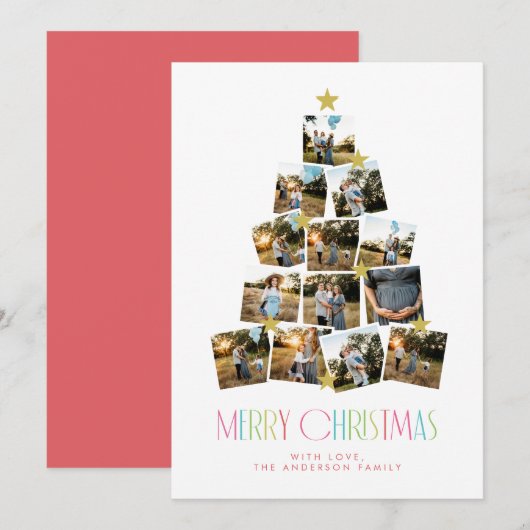 Kerstboom 13 Foto Collage Christmas Kaart (Voorkant / Achterkant)