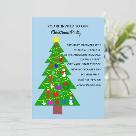 Kerstboom #1-2 Uitnodiging Kaart (Staand voorkant)