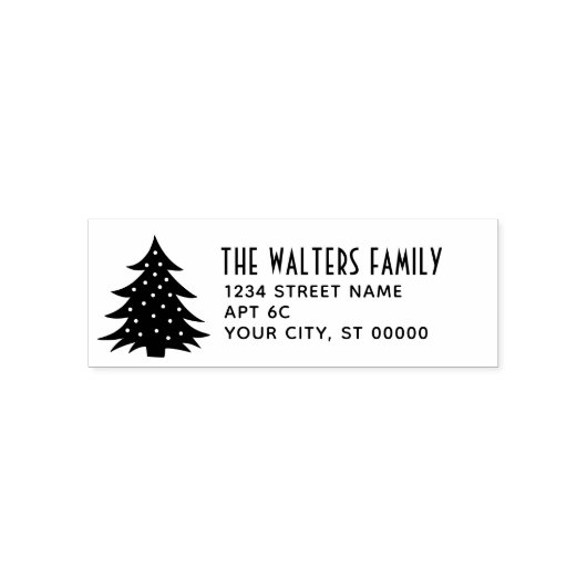 Kerstboom #1 Familienaam Retouradres Zelfinktende Stempel (Design)