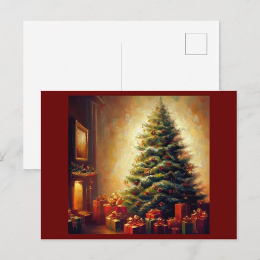 Kerstboom 1 feestdagenkaart (Voorkant / Achterkant)