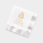 Kerstboom #1 Vakantie Groet Familienaam Folie Servetten (Links)
