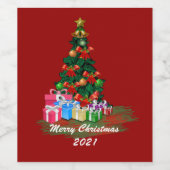 Kerstboom 2021 Wijn Label Set Etiket (Enkel label)