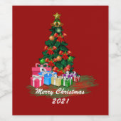 Kerstboom 2021 Wijn Label Set Wijn Etiket (Enkel label)