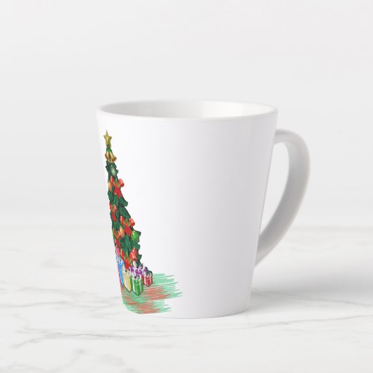 Kerstboom 2021 Witte latte Mok (Rechterhoek)