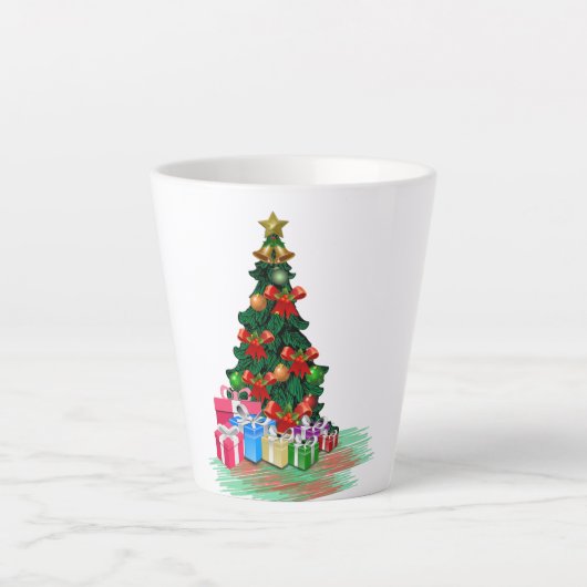 Kerstboom 2021 Witte latte Mok (Voorkant)